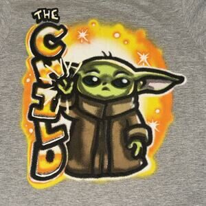 Star Wars The Child Grogu Graffiti T-Shirt Unisex Kids 10/12 Gray Short Sleeves